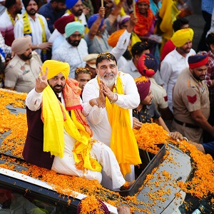 Bhagwant Mann campaigned for AAP candidate Ashok Parashar Pappi for Ludhiana Lok Sabha seat in Jagraon