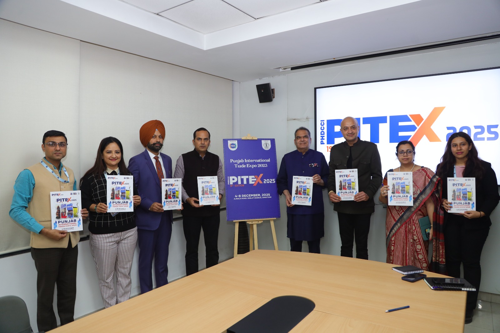 Punjab Industries Minister Sanjeev Arora Unveils PITEX 2025 Logo along with Punjab Chair Karan Gilhotra